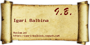 Igari Balbina névjegykártya